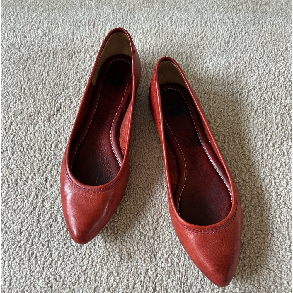 Deep red Frye flats, very good pre-loved condition